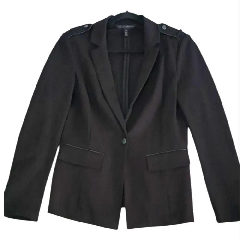 White House Black Market Black Blazer with Epaulettes Size 10